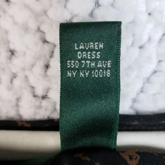 Lauren Ralph Lauren Dress Women 16 Animal Print Stretch Midi Old Hollywood Dark - Picture 4 of 7